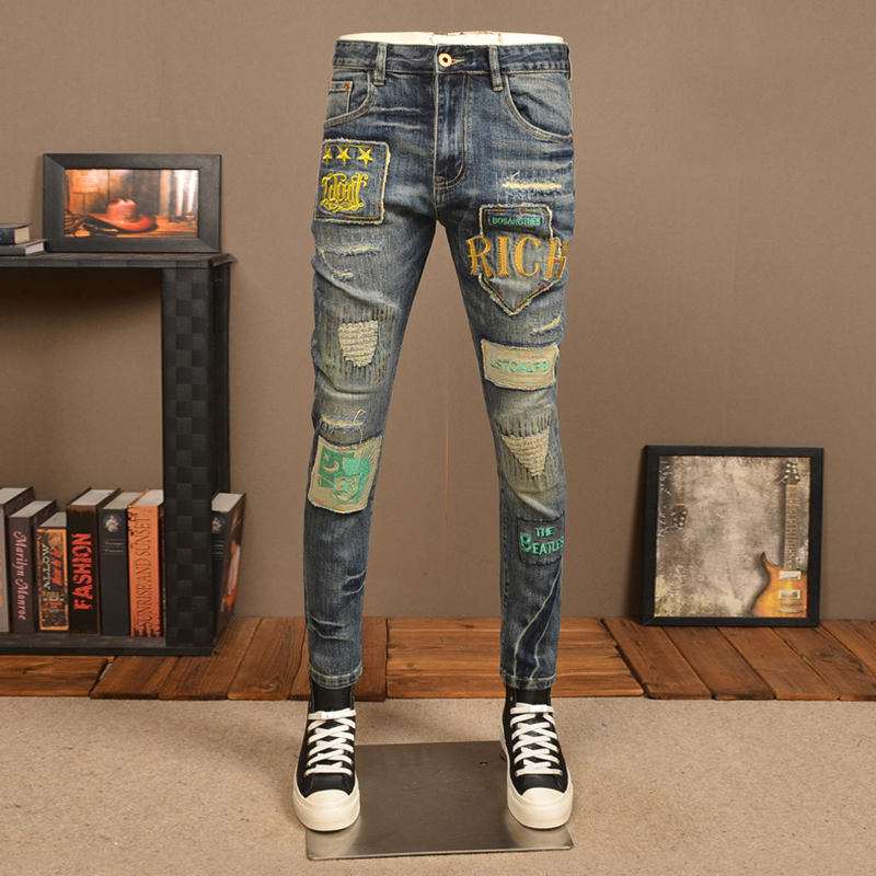 Embroidery Effect - High Street Designer Fashion Men Jeans