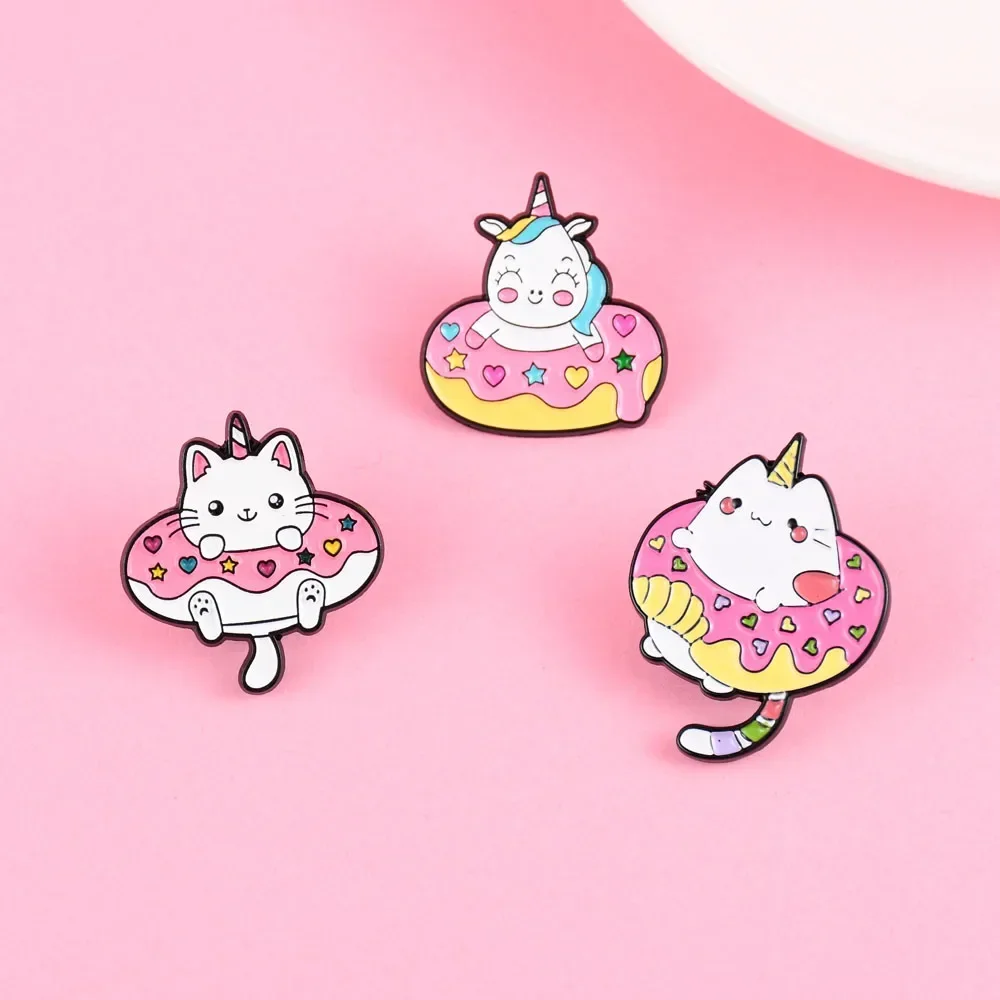 Embroidery Unicorn - Elviragirl 1Pcs Cute Doughnut Cat Unicorn
