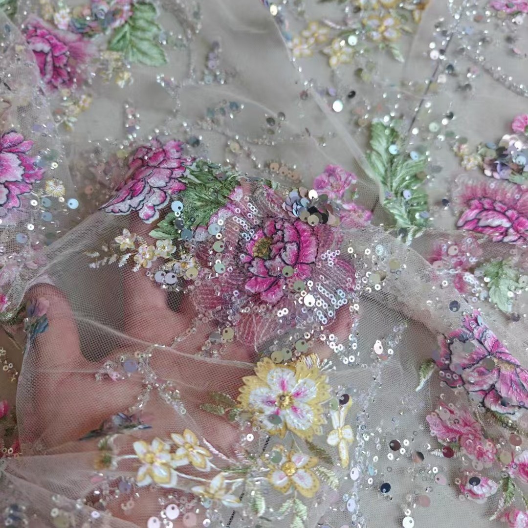 Embroidery Beads - 1M 120Cm Wide Luxury Beaded Lace