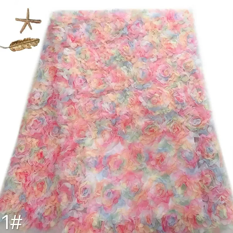 Embroidery Roses - 3d chiffon rose flower lace fabric