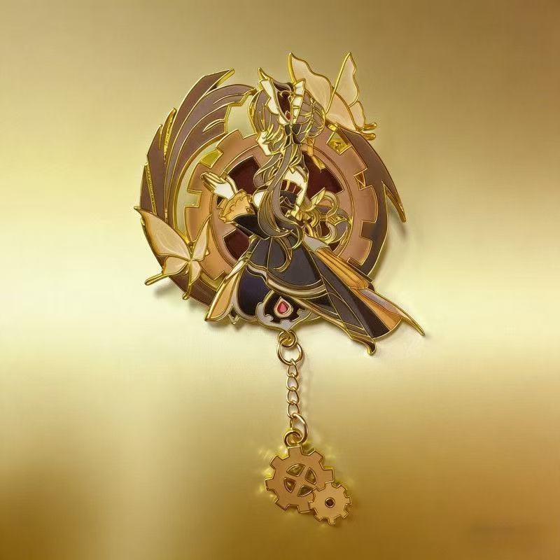 Embroidery Bracelet - Steampunk Anime Girl Enamel Brooch with
