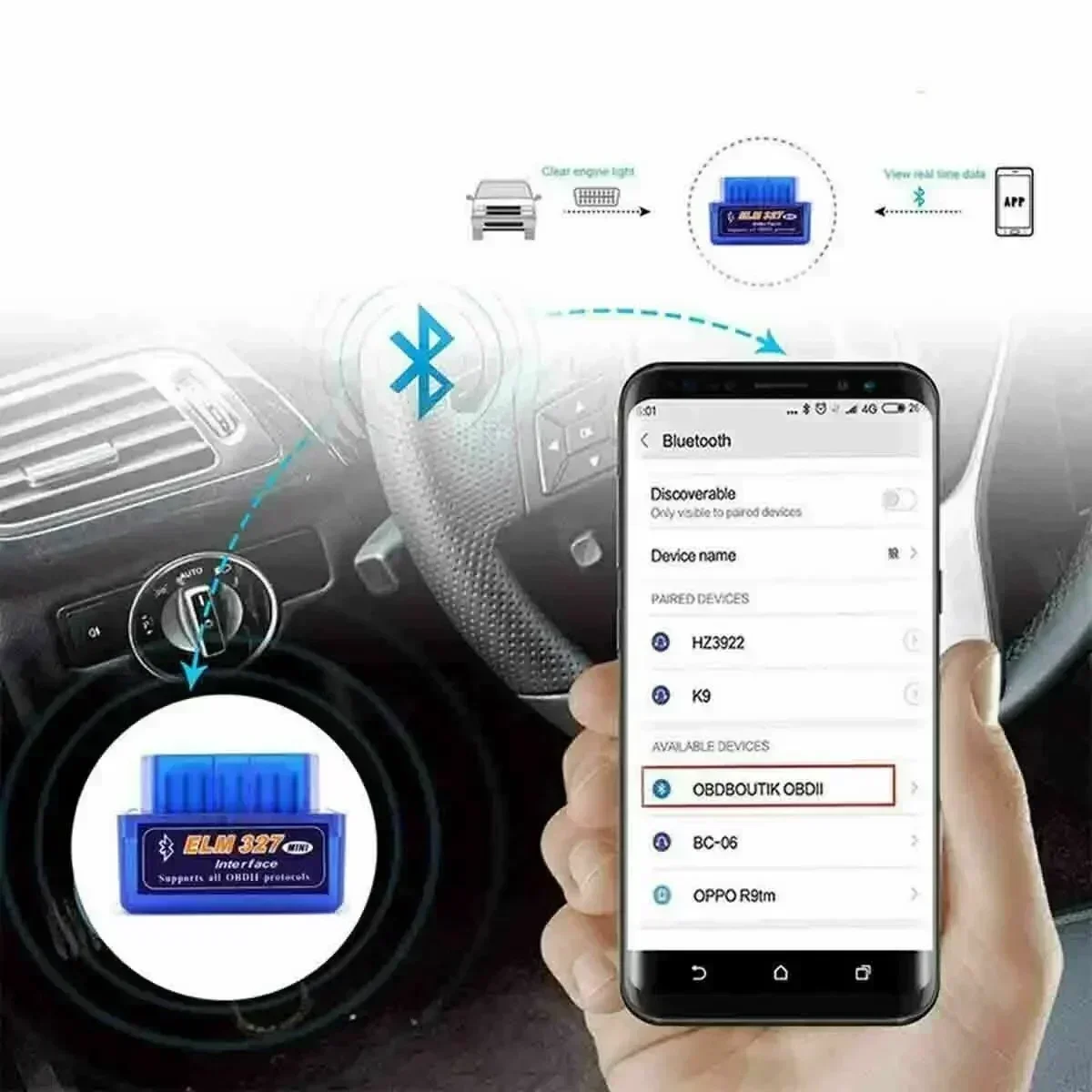 OBD 2 ELM327 Car Detector Blue - Embroidery I2 ulasan dan harga
