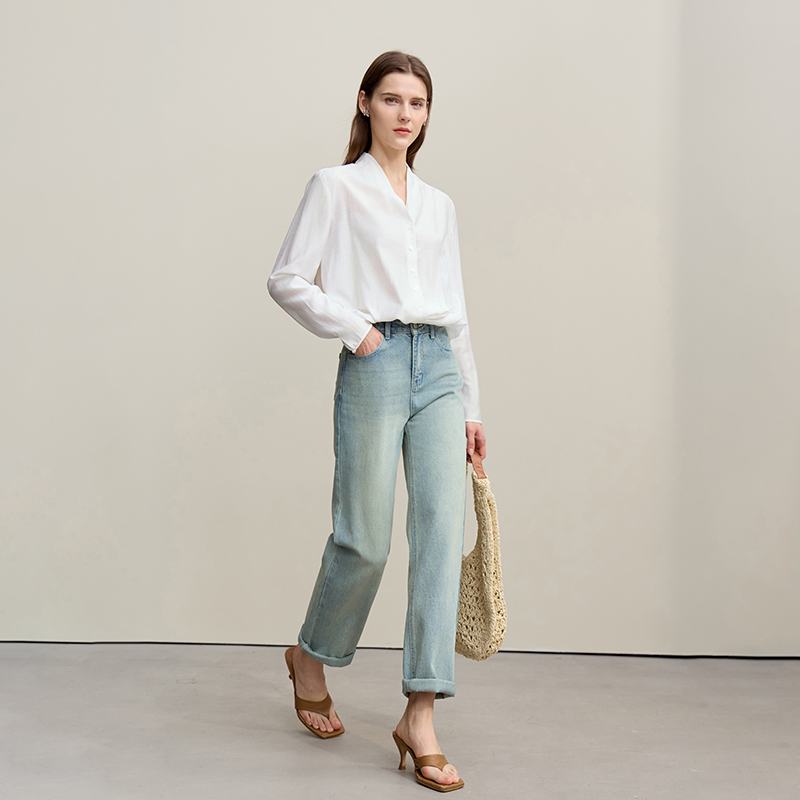 Amii Women's Jeans 2026 Summer - Embroidery Effect ulasan dan harga