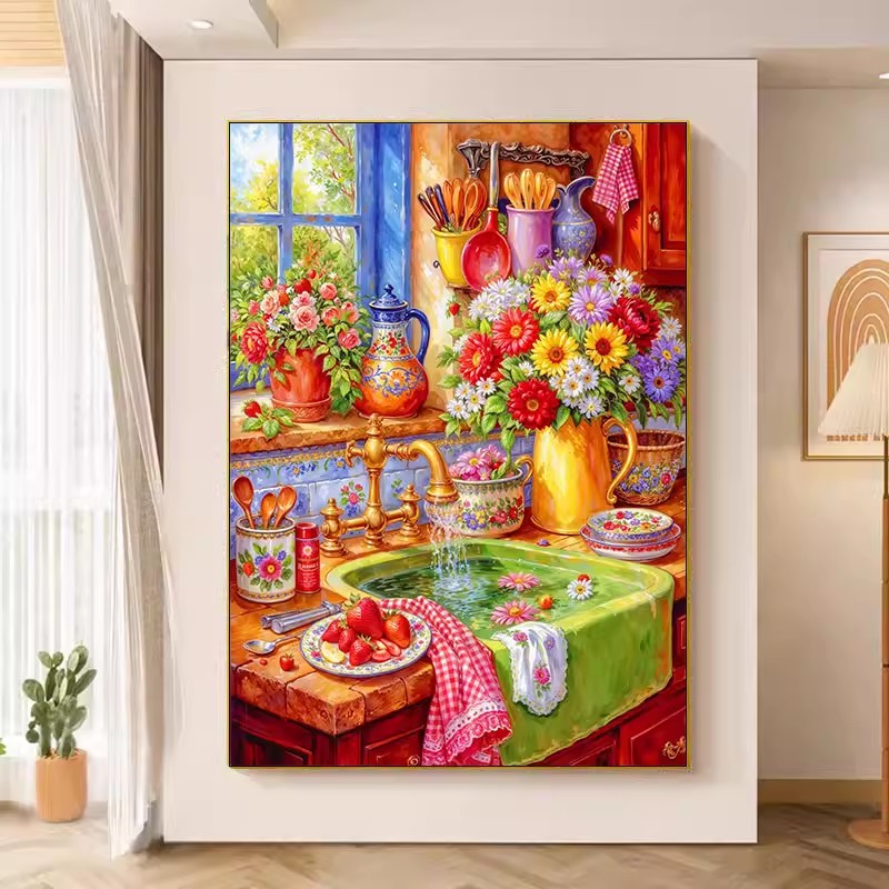 9ct 75x90cm Flower Kitchen Emb - Embroidery Kitchen ulasan dan harga