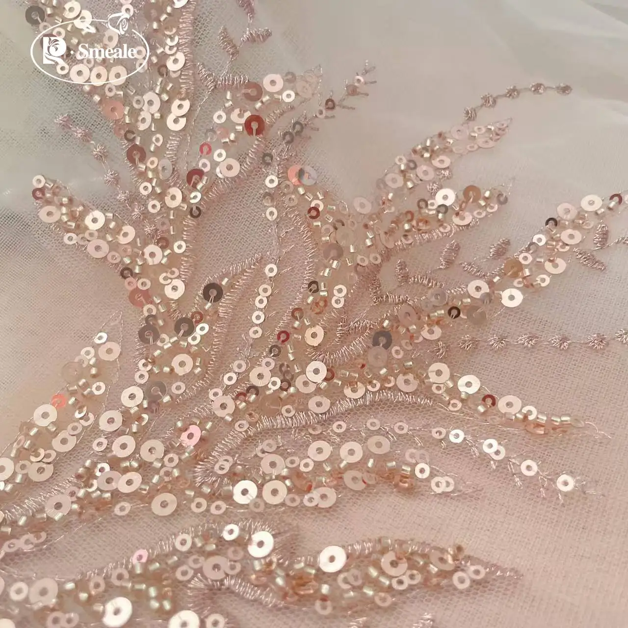 5Pair-2Pair.Rose Gold Sequin T - Embroidery Roses ulasan dan harga