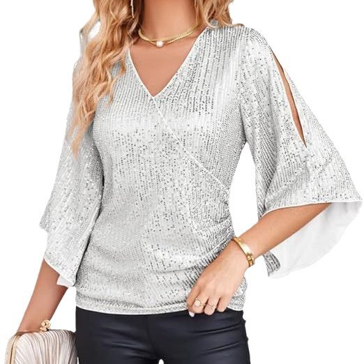 Women's Elegant Long Sleeve Bl - Embroidery Effect ulasan dan harga
