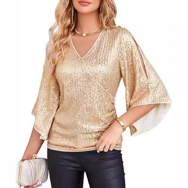 Women's Elegant Long Sleeve Bl - Embroidery Effect ulasan dan harga