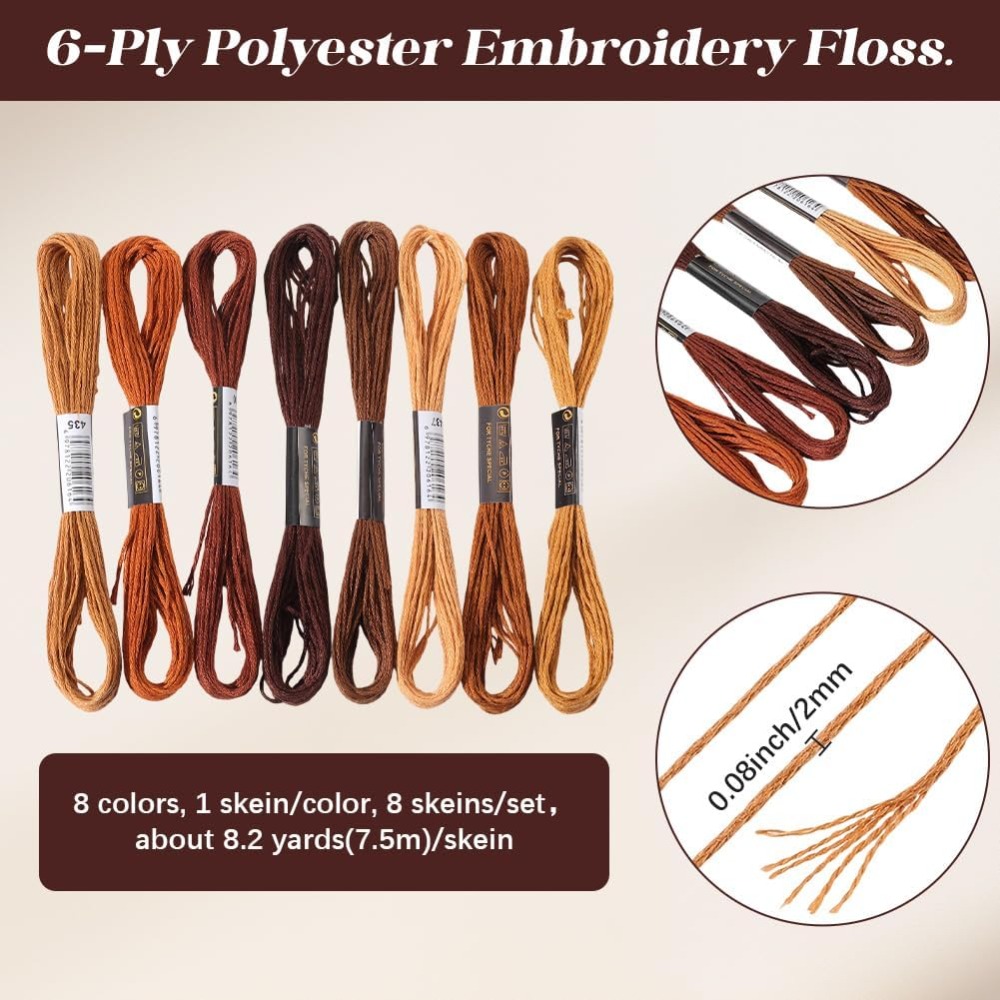 8 Skeins 6 Strands Brown Embro - Embroidery Bracelet ulasan dan harga