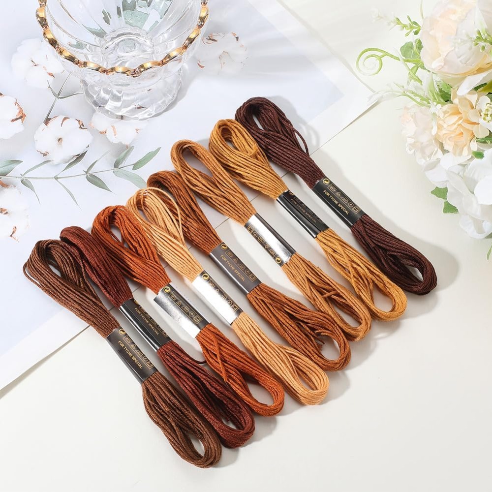 8 Skeins 6 Strands Brown Embro - Embroidery Bracelet ulasan dan harga