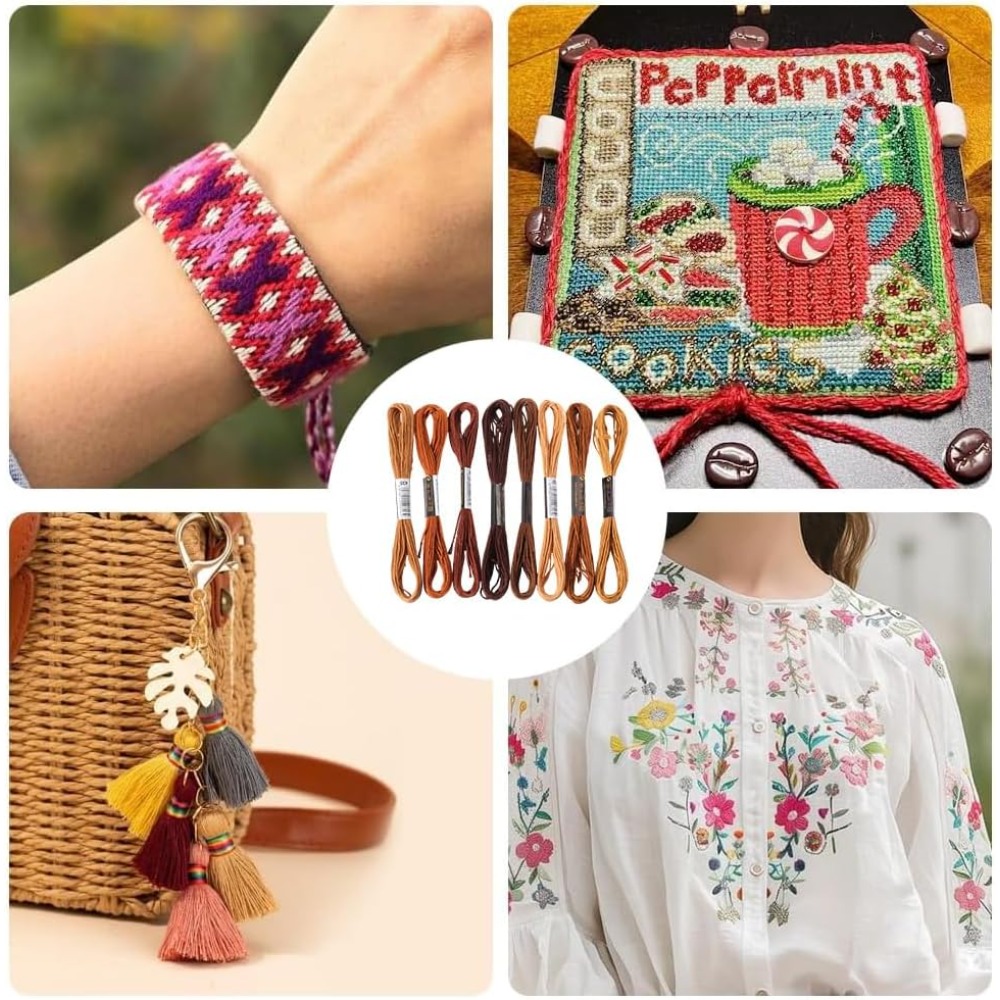 8 Skeins 6 Strands Brown Embro - Embroidery Bracelet ulasan dan harga