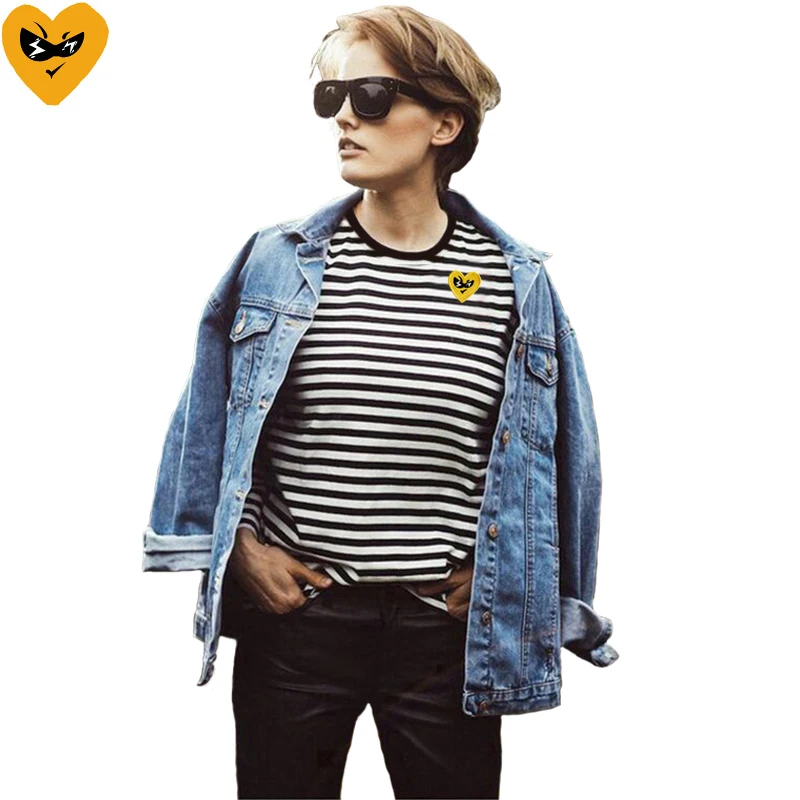Break Egg Women Striped T-Shir - Embroidery Viewer ulasan dan harga