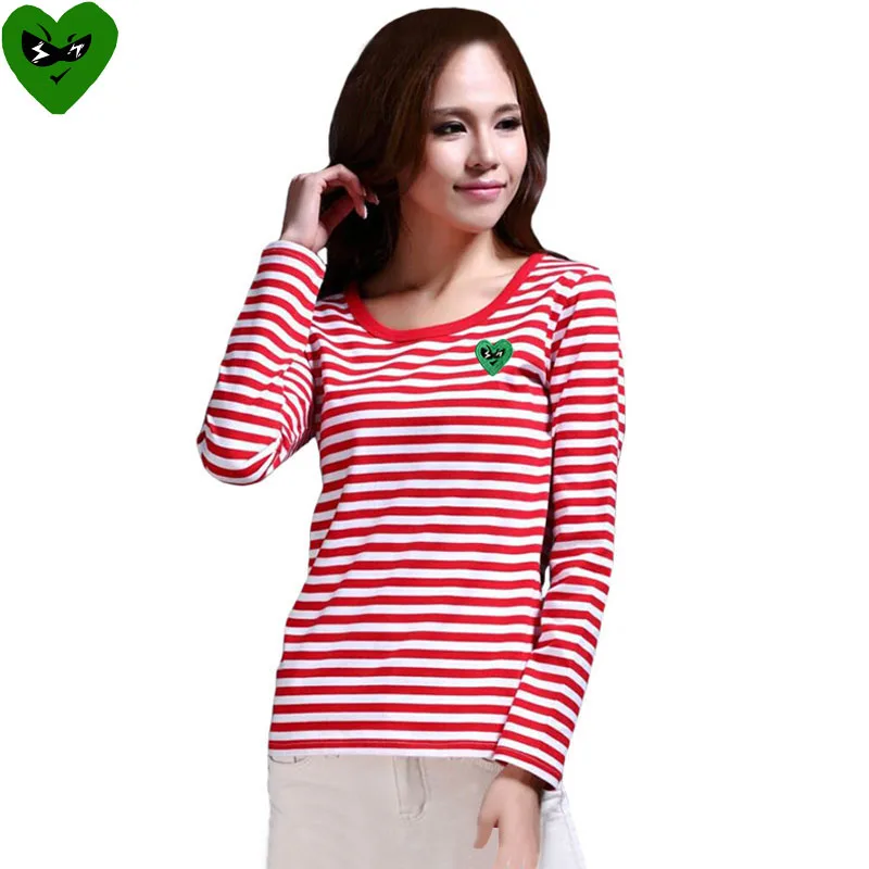 Break Egg Women Striped T-Shir - Embroidery Viewer ulasan dan harga