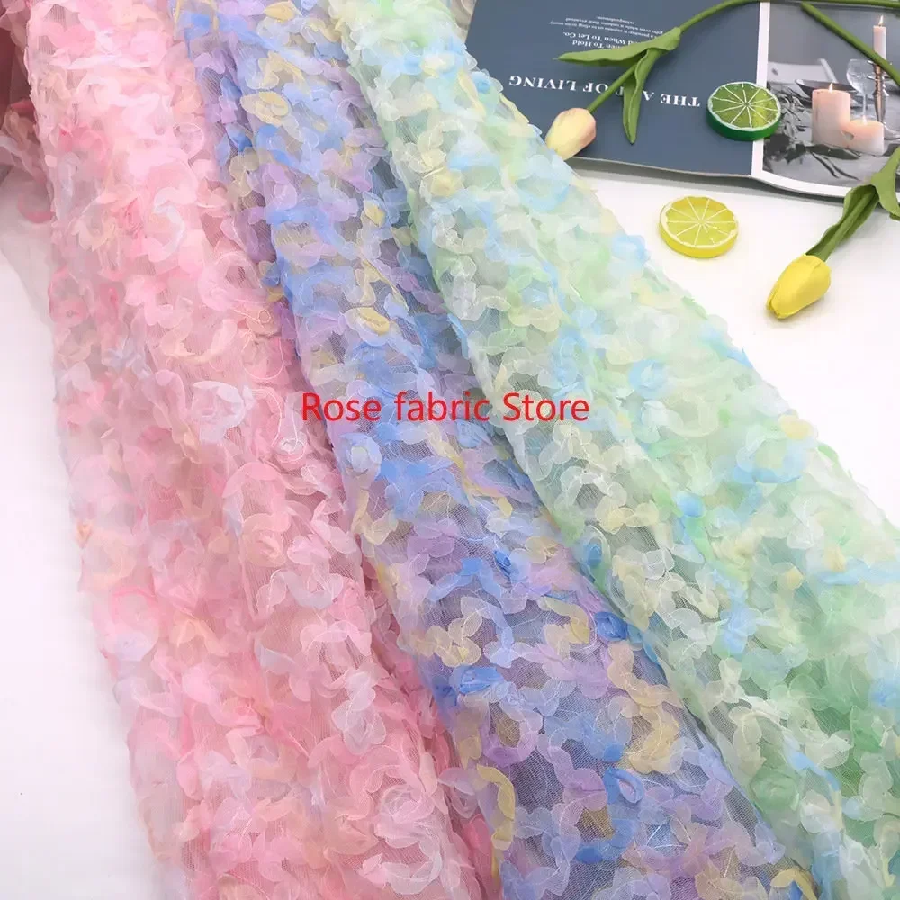 Gradient chiffon rose crochet  - Embroidery Roses ulasan dan harga