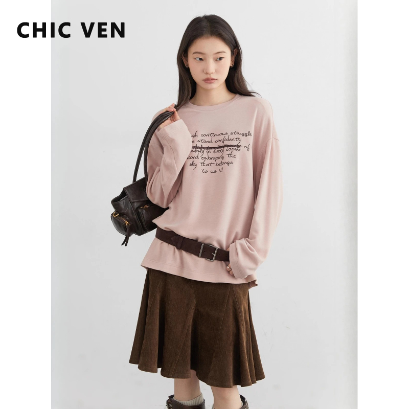 CHIC VEN New Women Long Sleeve - Embroidery Font ulasan dan harga