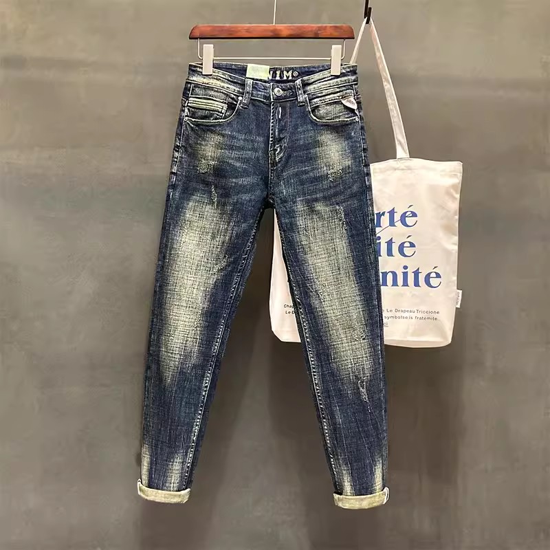 Designer Fashion Men Jeans Hig - Embroidery Effect ulasan dan harga