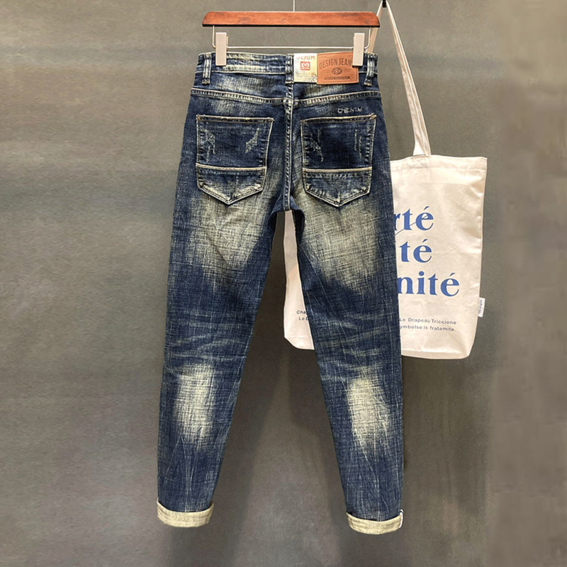Designer Fashion Men Jeans Hig - Embroidery Effect ulasan dan harga