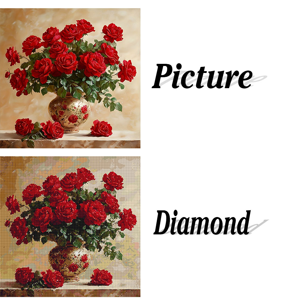 Rose Diamond Painting Full Squ - Embroidery Roses ulasan dan harga