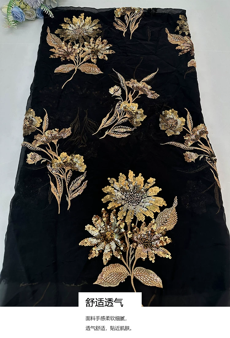 1yard soft mesh fabric Flower  - Embroidery Beads ulasan dan harga