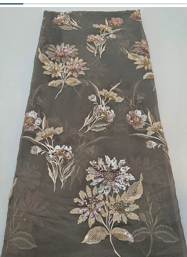 1yard soft mesh fabric Flower  - Embroidery Beads ulasan dan harga