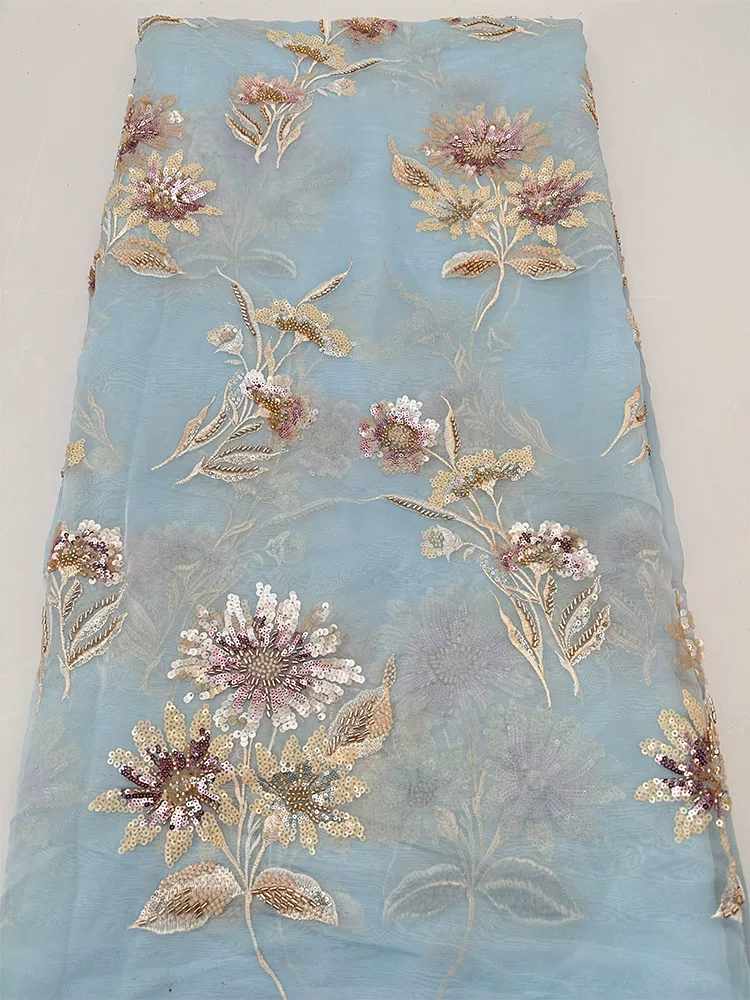 1yard soft mesh fabric Flower  - Embroidery Beads ulasan dan harga