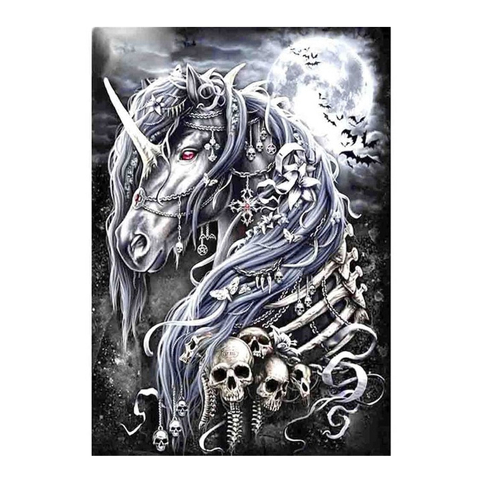 Skull unicorn Full drill Diamo - Embroidery Unicorn ulasan dan harga