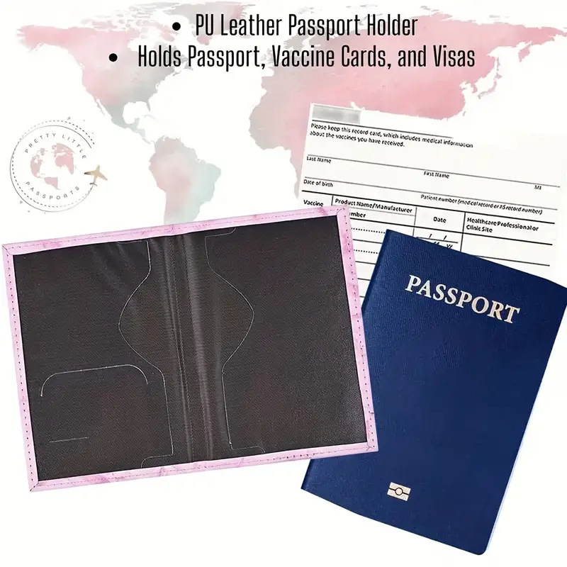 Pink PU Leather Passport Holde - Embroidery Font ulasan dan harga