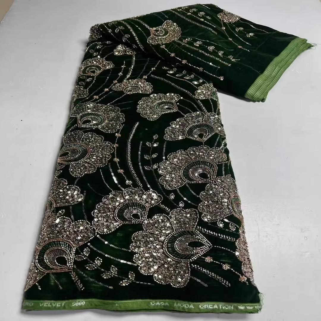 5yard New velvet tela Sequin b - Embroidery Beads ulasan dan harga