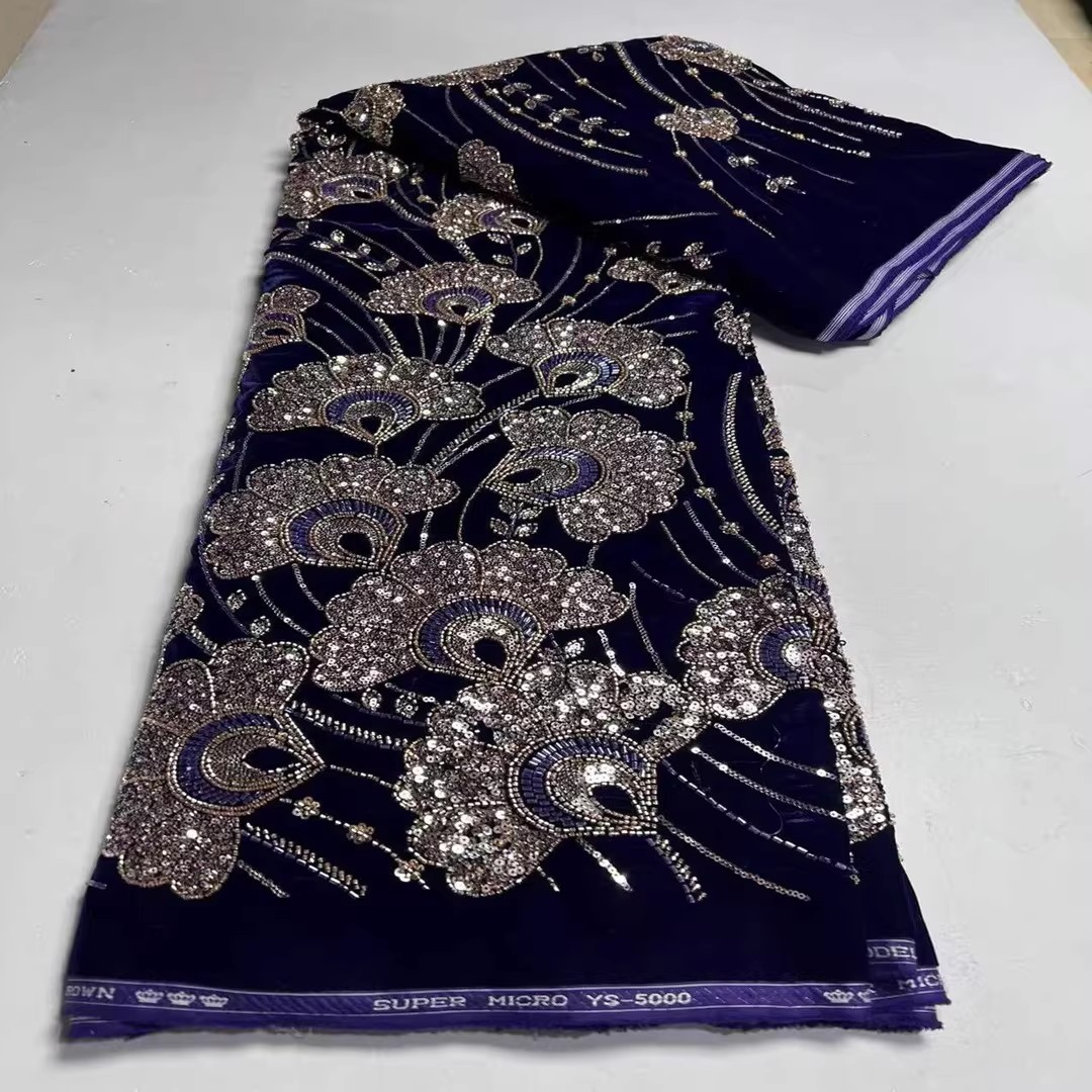 5yard New velvet tela Sequin b - Embroidery Beads ulasan dan harga