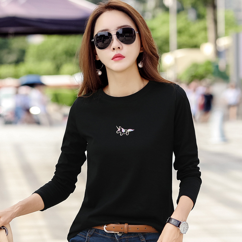 Women Crew Neck Long Sleeve T  - Embroidery Unicorn ulasan dan harga