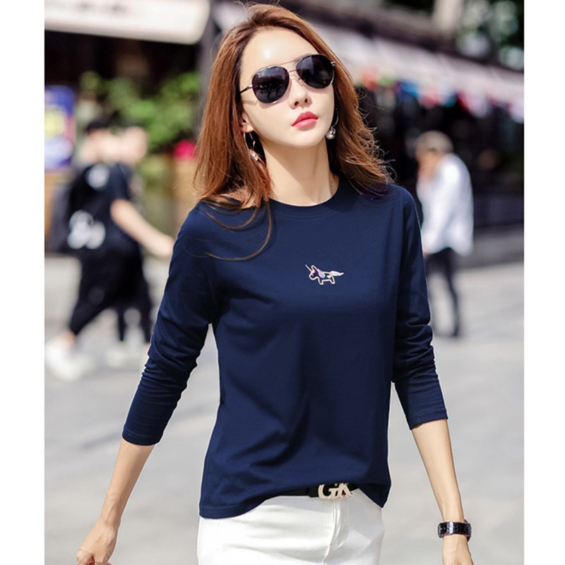 Women Crew Neck Long Sleeve T  - Embroidery Unicorn ulasan dan harga