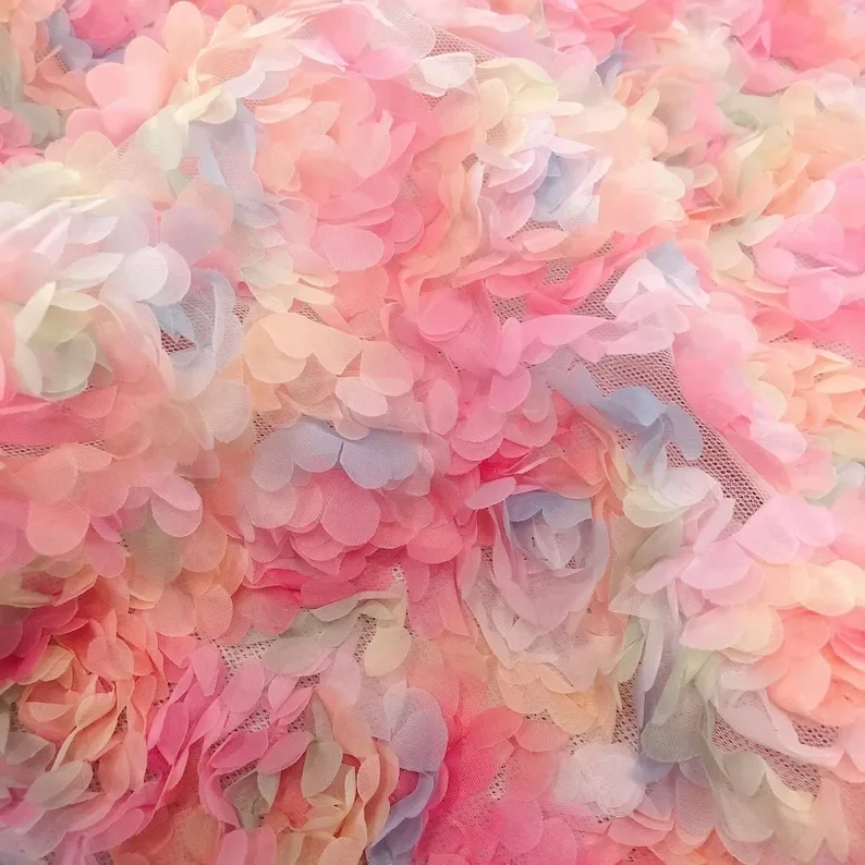 3d chiffon rose flower lace fa - Embroidery Roses ulasan dan harga