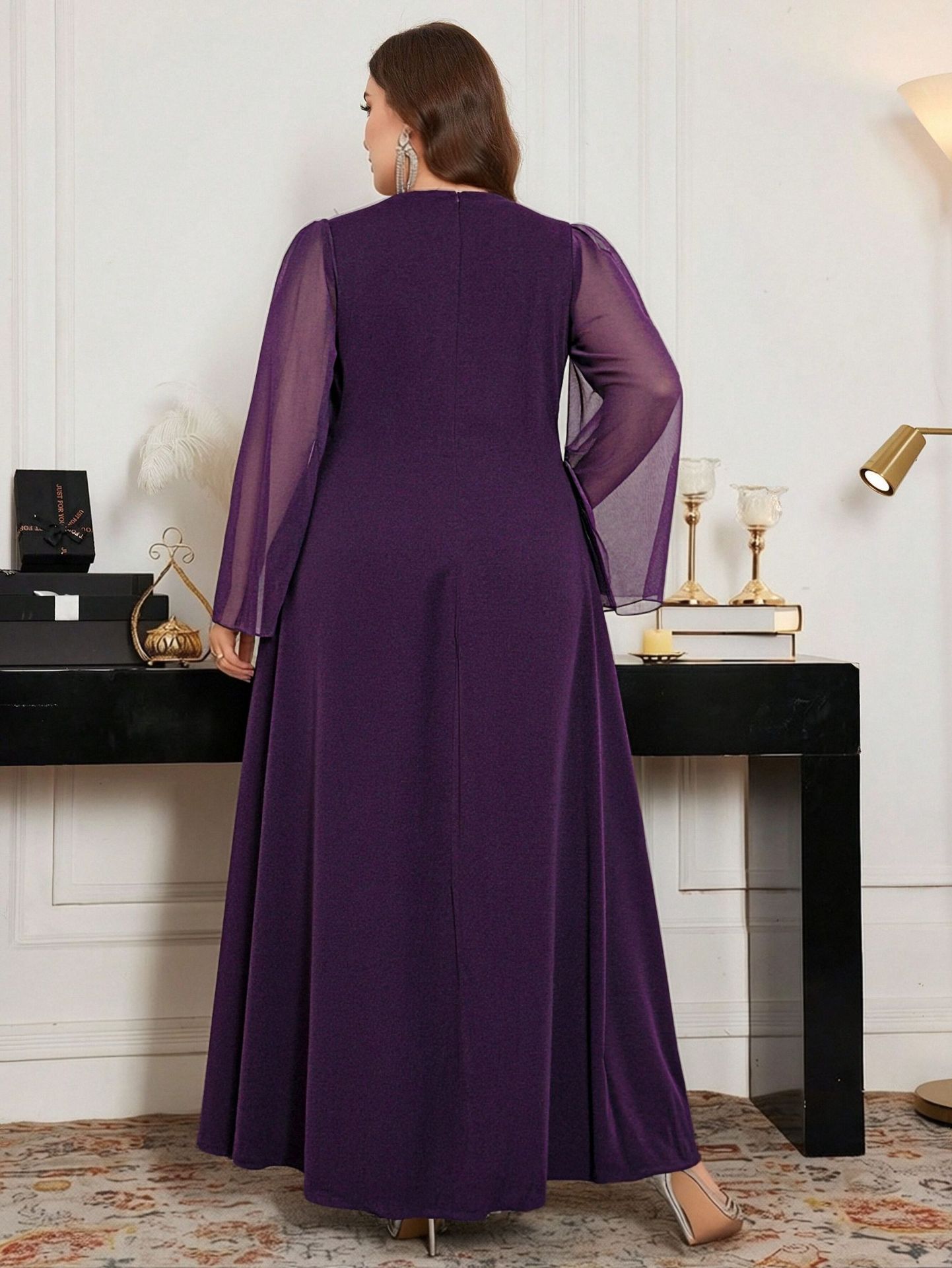 Elegant Crew Neck Beaded Embro - Embroidery Beads ulasan dan harga