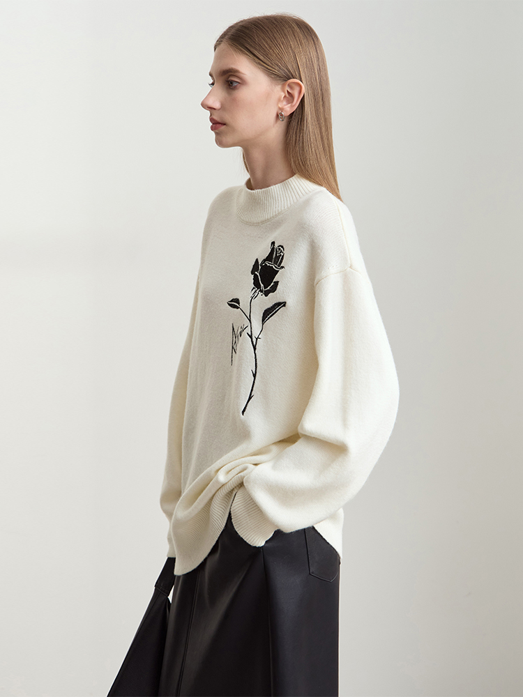 Amii Sweaters for Autumn Winte - Embroidery Roses ulasan dan harga