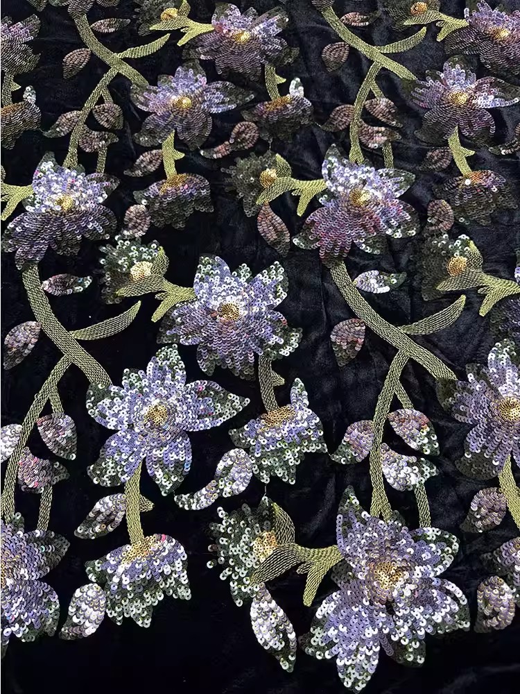 1yard Retro velvet tela Handcr - Embroidery Beads ulasan dan harga